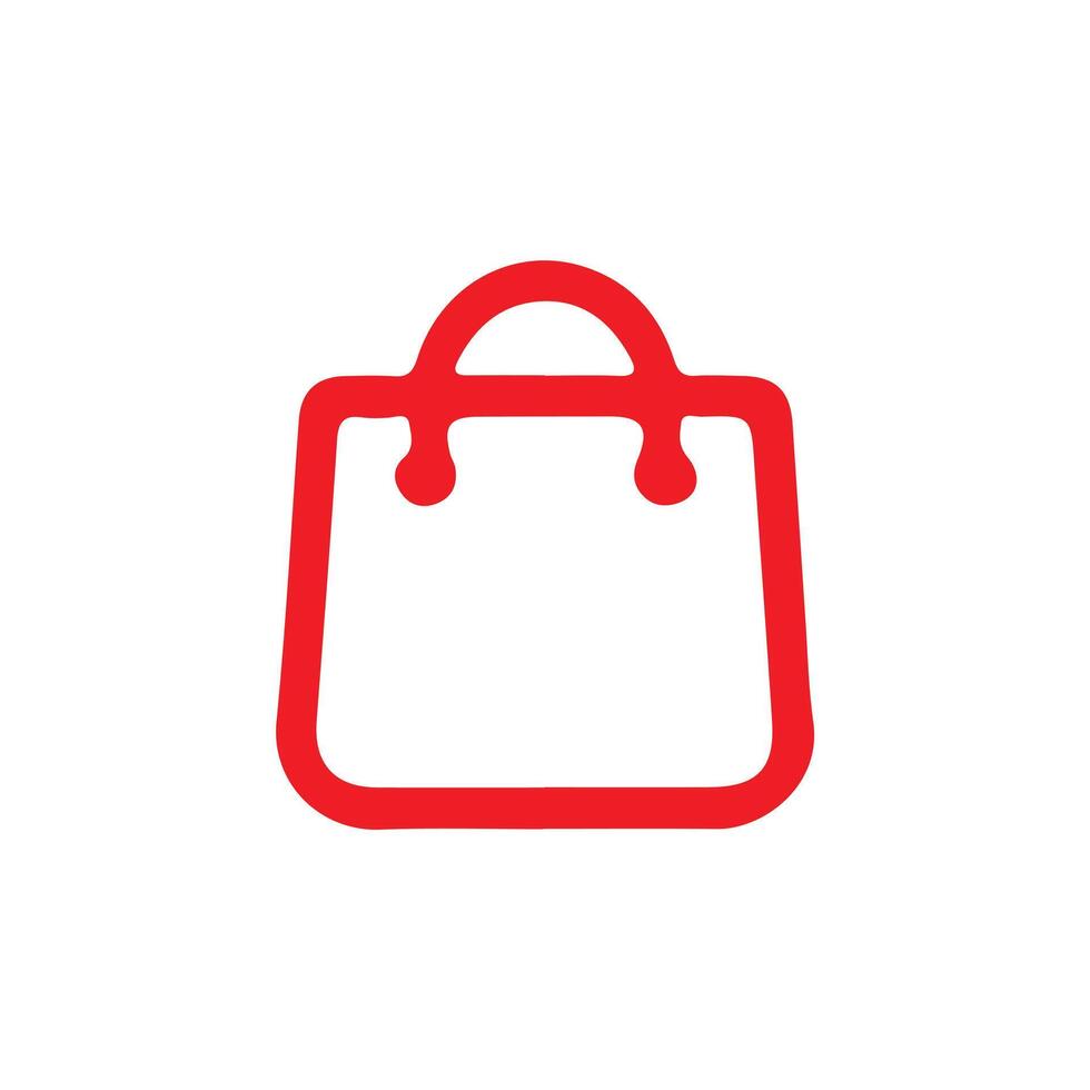 A red shopping bag icon on a white background vector