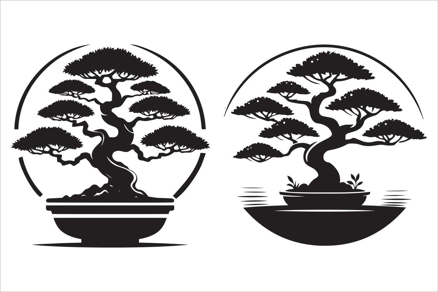 Nature-Inspired Silhouette Bonsai Tree vector