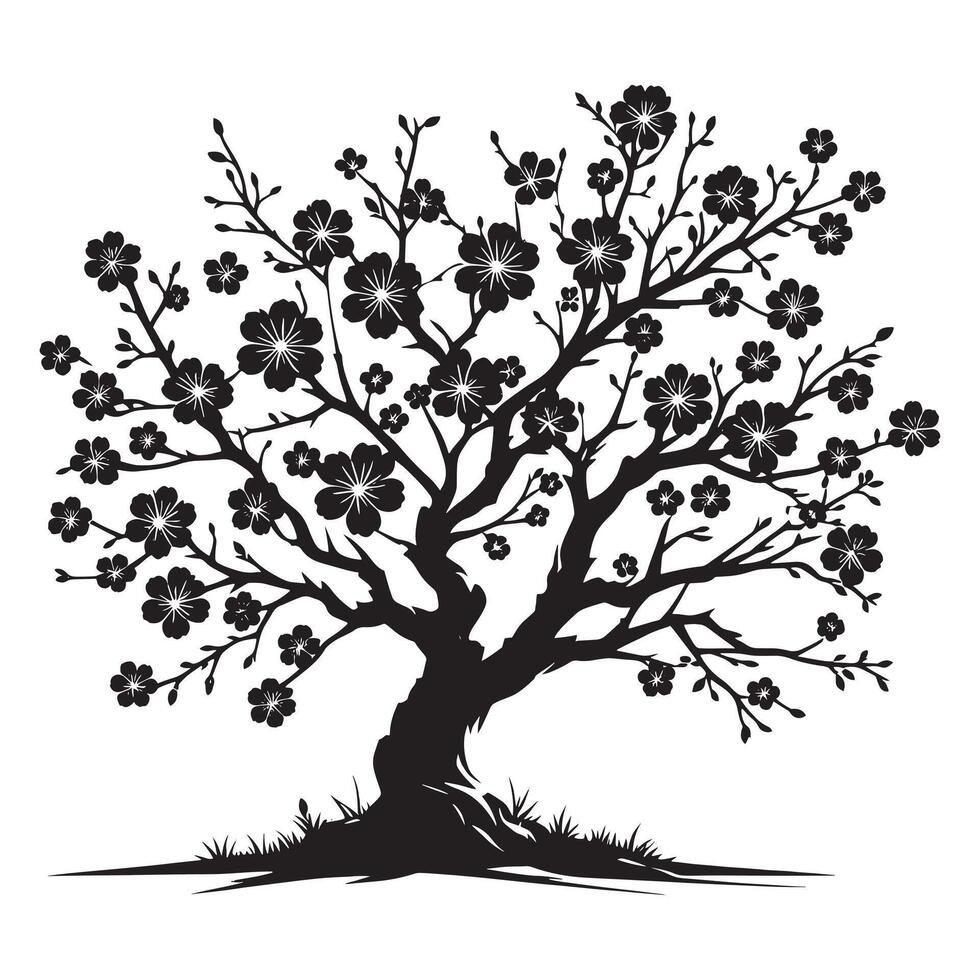 flower tree silhouette art style vector