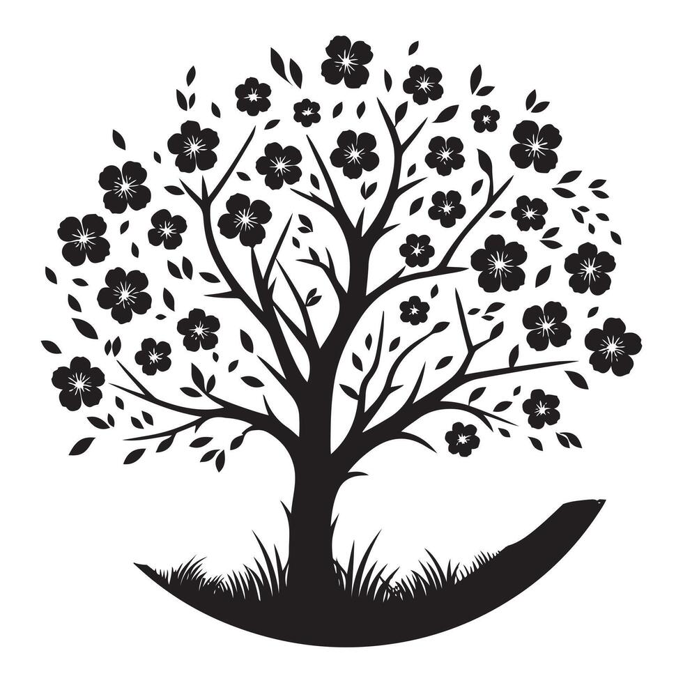 Nature-Inspired Flower Tree Silhouette Design vector