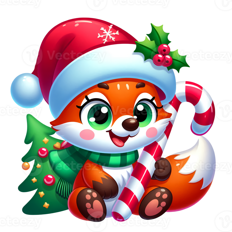 Cute Christmas fox Clipart is a great choice for creating cards, invitations, party supplies and decorations. png
