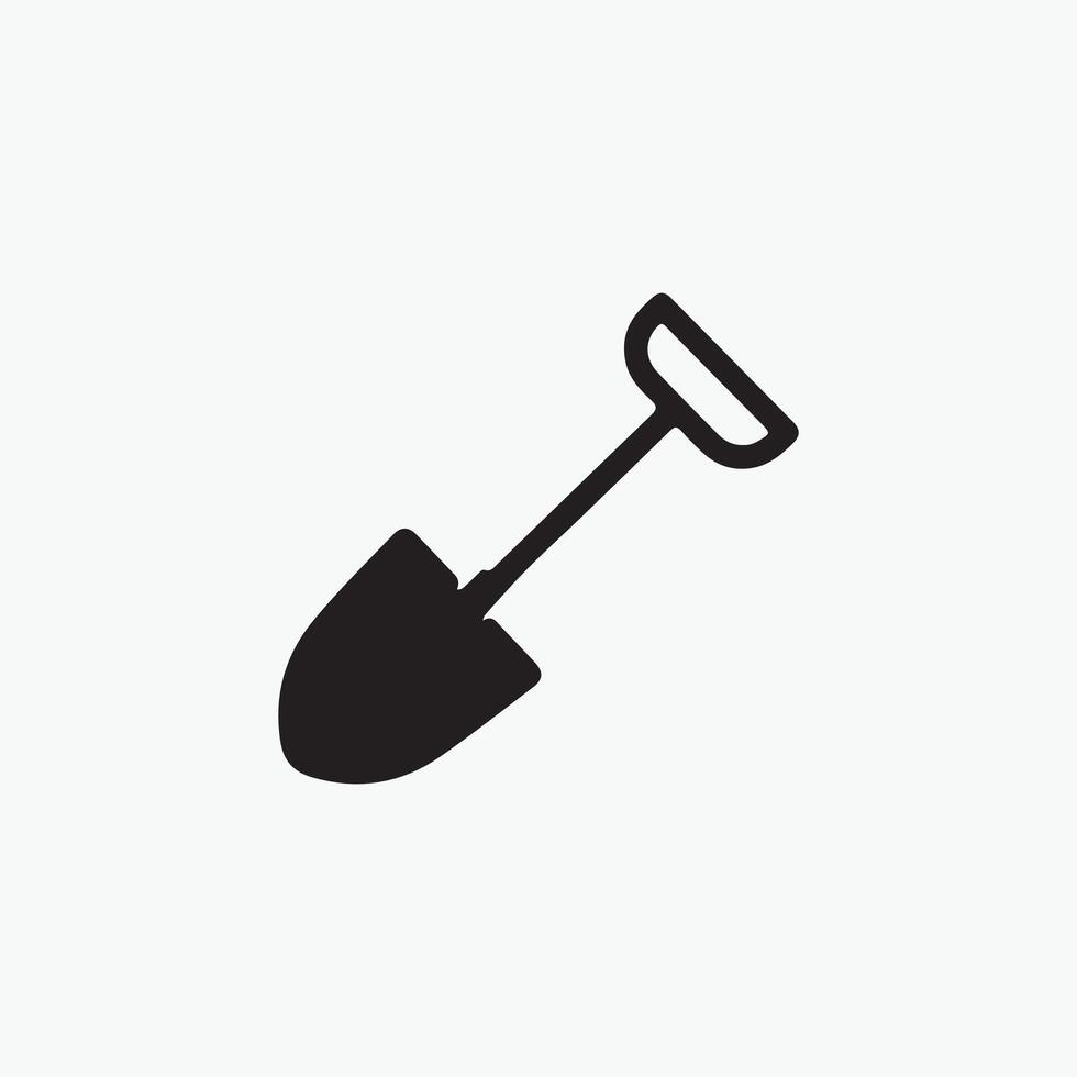 A black and white image of a shovel on a white background vector