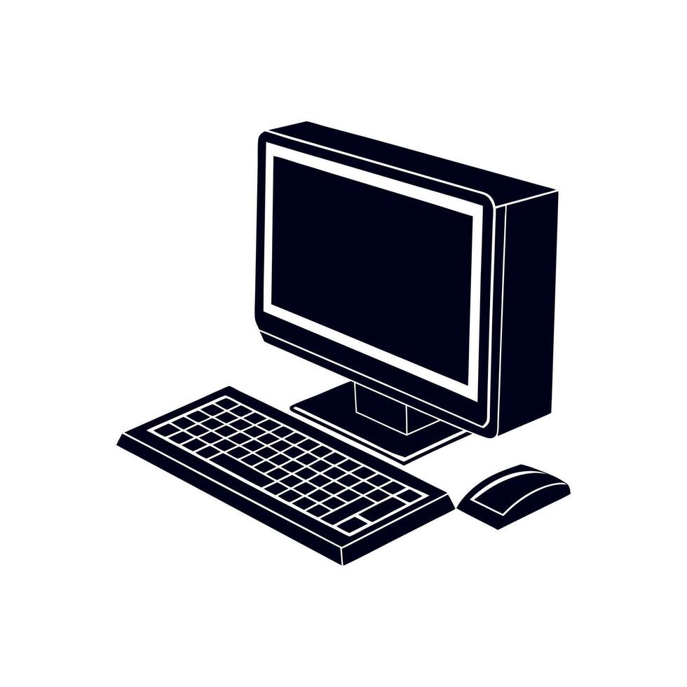 Computer monitor and keyboard icon illustration vector