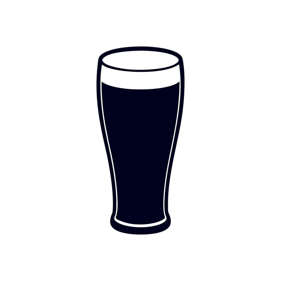 A black glass of beer on a white background vector