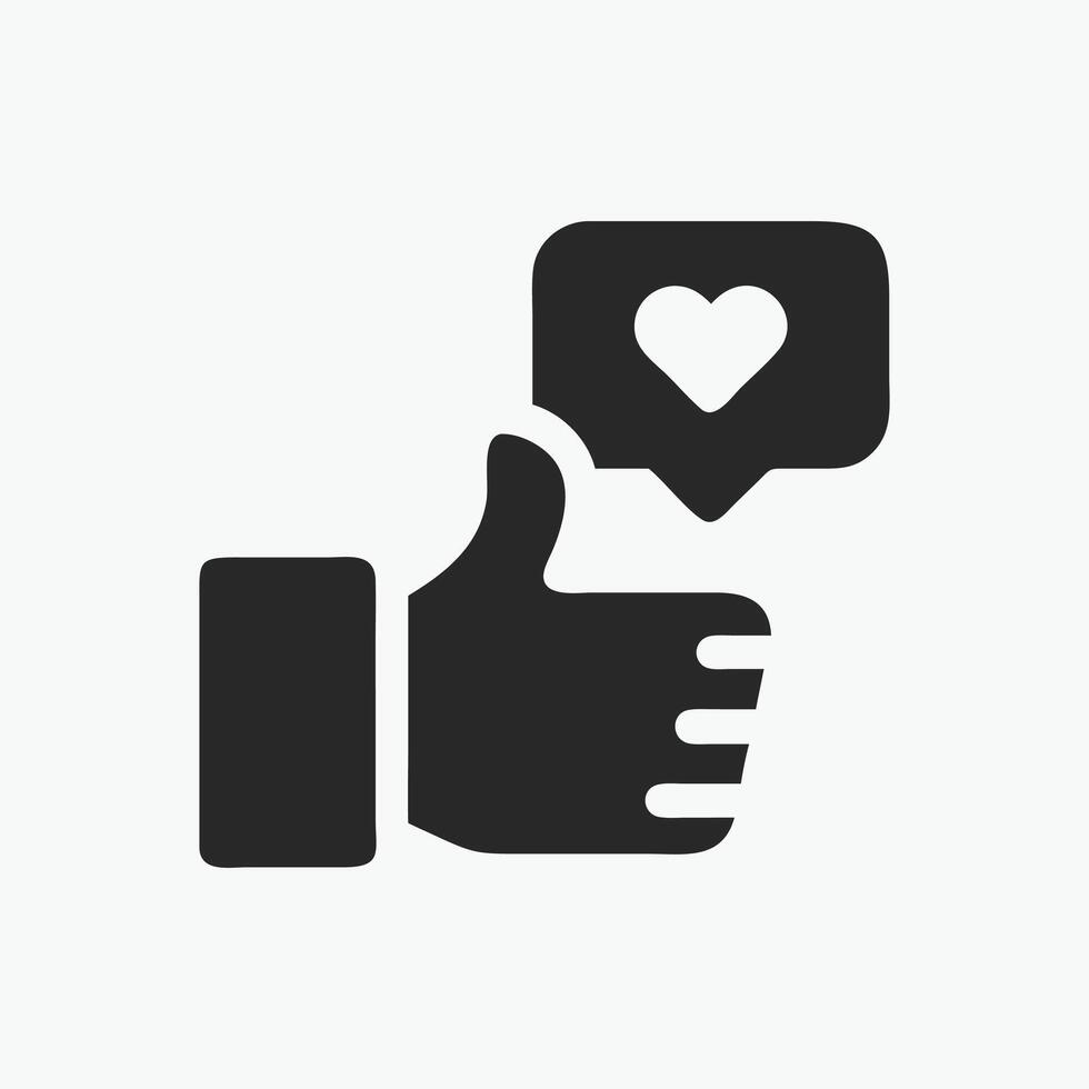 A thumbs up icon with a heart vector