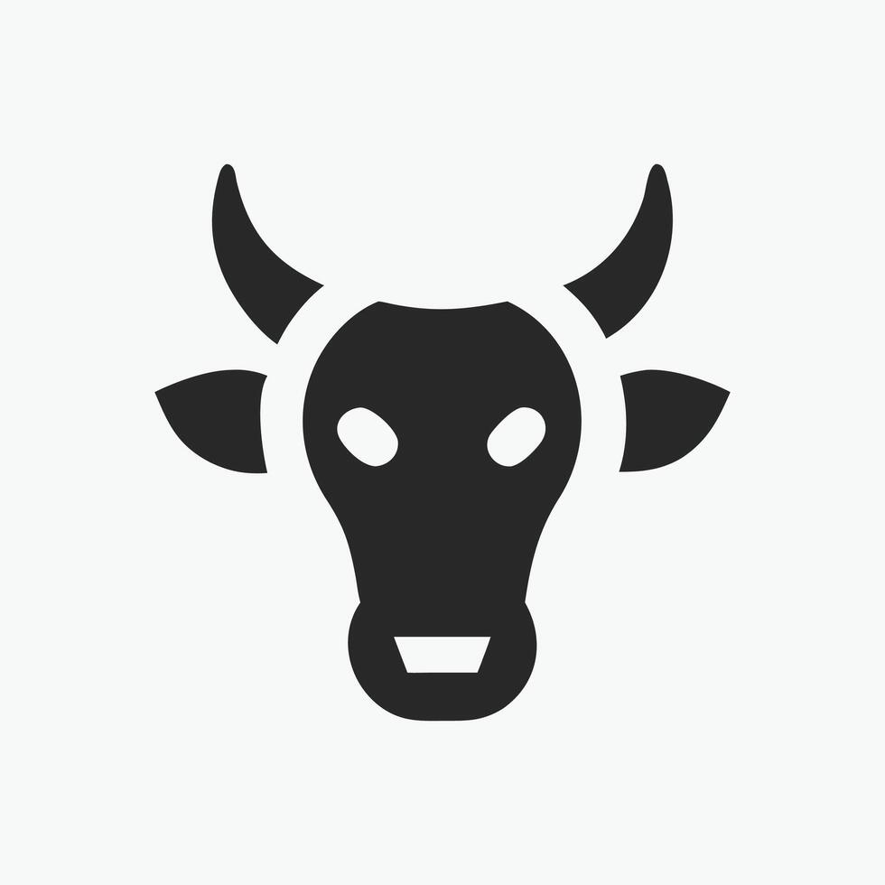 A black cow head icon on a white background vector