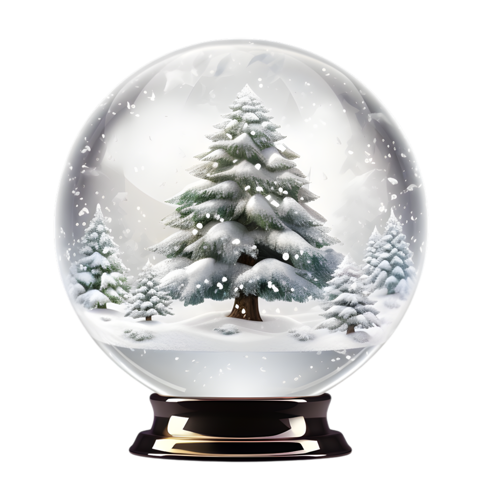 Crystal snow globe with winter scene png