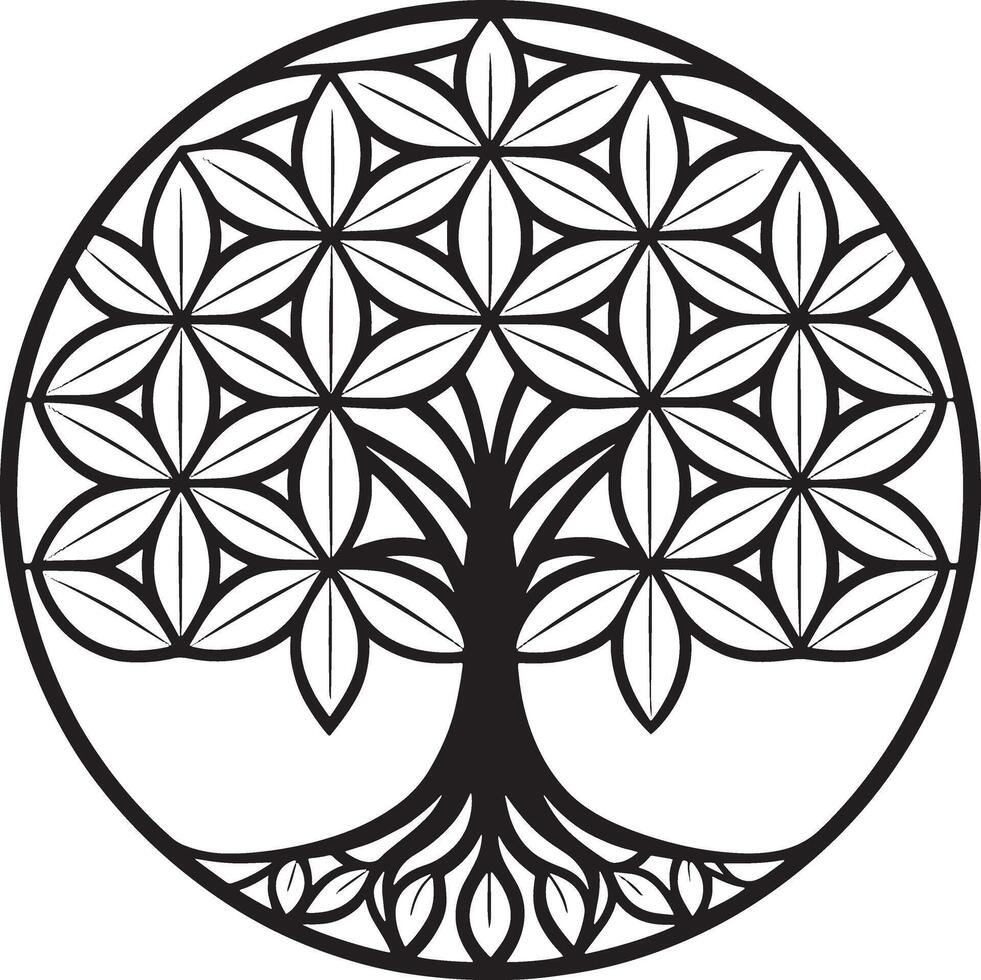 Elegant Oak Bold Tree Illustration vector