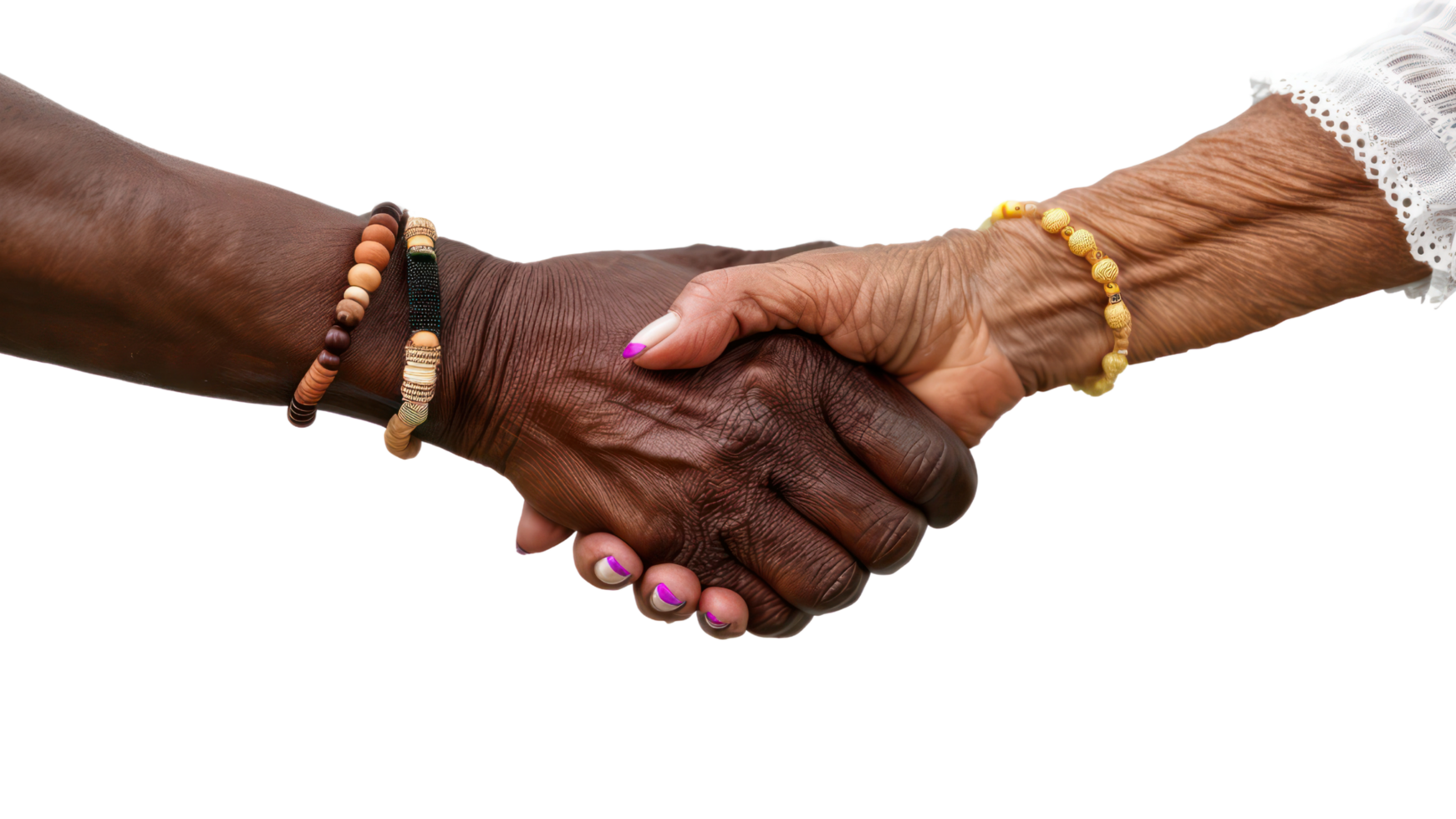 Two people shaking hands with a black woman png