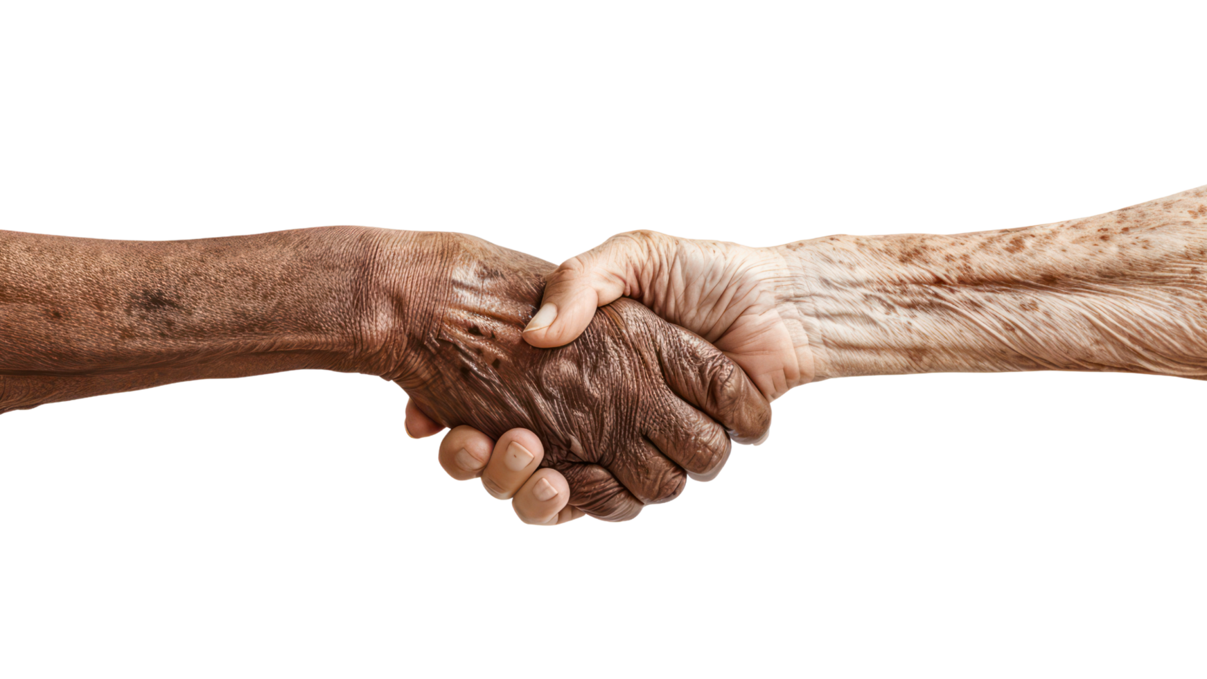 Two hands shaking hands, one of which is black and the other is white png