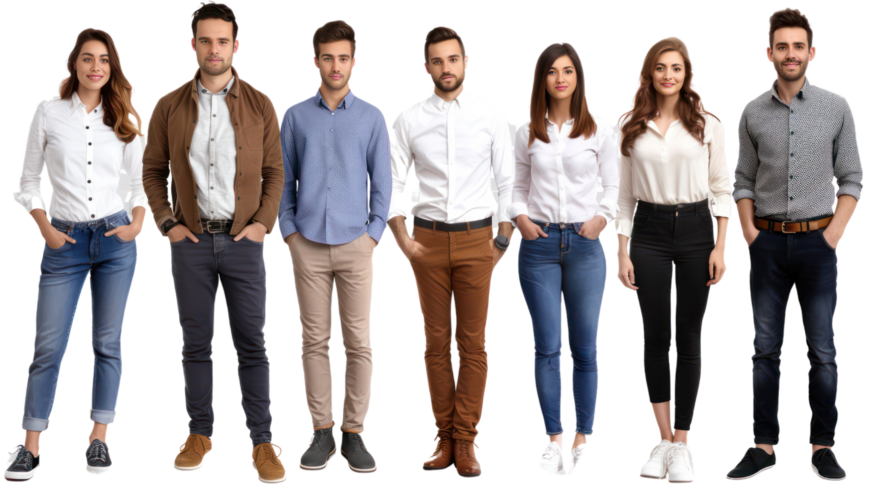 A group of people wearing different types of clothing png