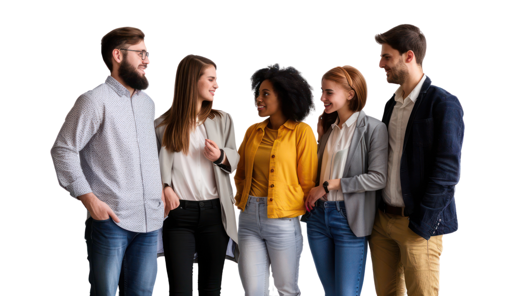 A group of people are standing together, with one of them wearing glasses png