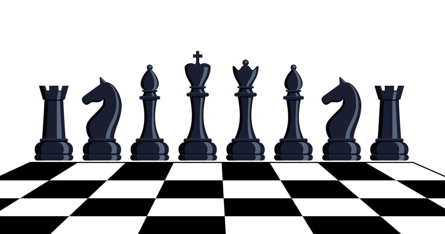 Chess pieces, set of elements. Sports and intellectual game, strategy. Queen, king, bishop, knight, rook, pawn. illustration. vector