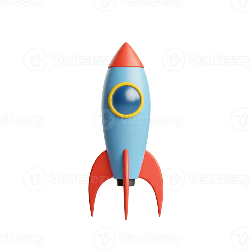 Classic Rocket Ship 3D Cartoon Illustration on Transparent Background png