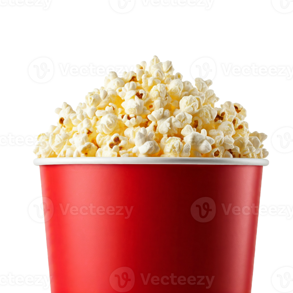 Closeup of a Red Popcorn Bucket on Transparent Background png