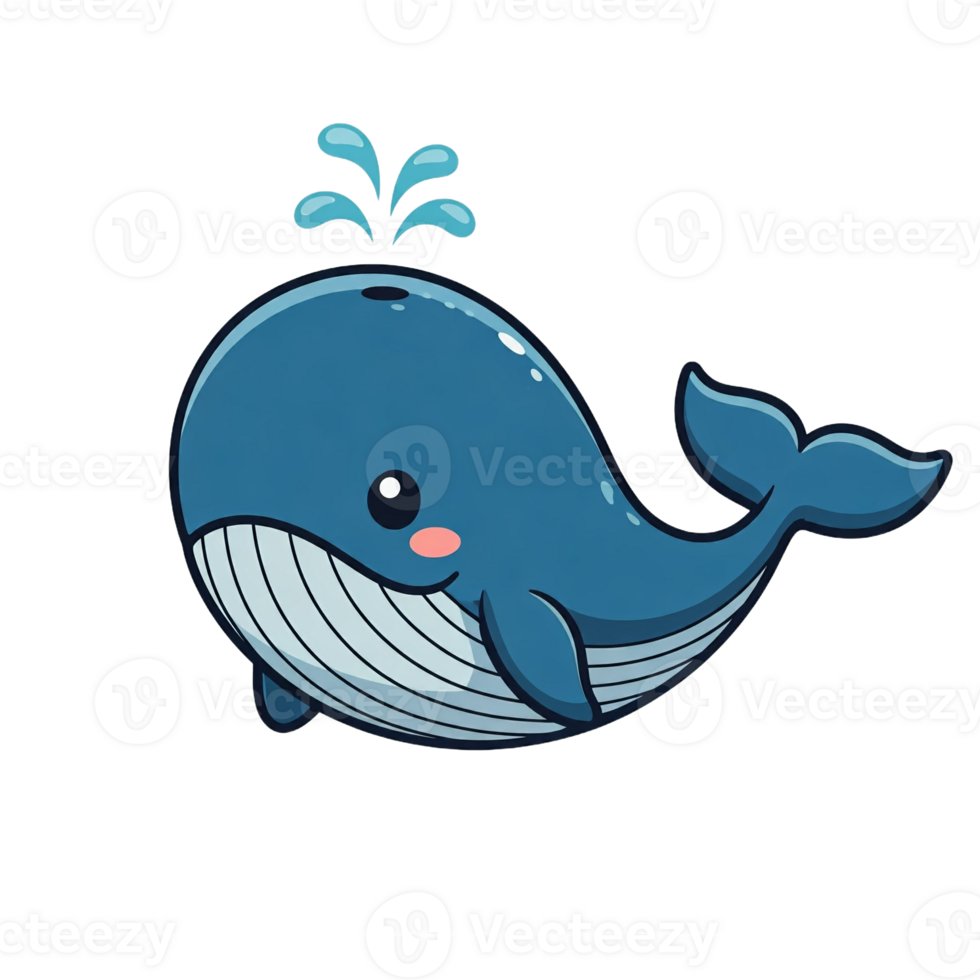 Isolated Adorable Whale Cartoon Character png