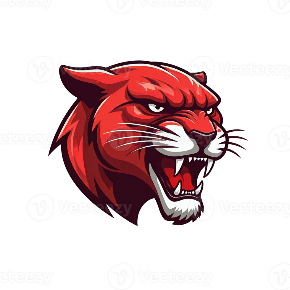 Red panther mascot head on transparent background png