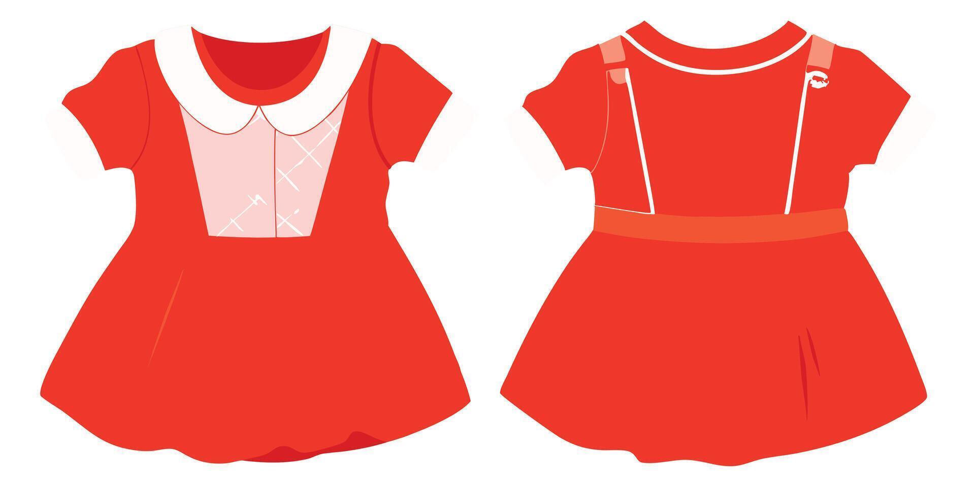 Two red dresses with white collars vector