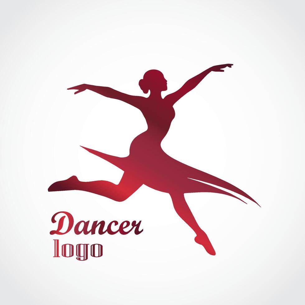 dancer silhouette woman simple beautiful color logo design vector