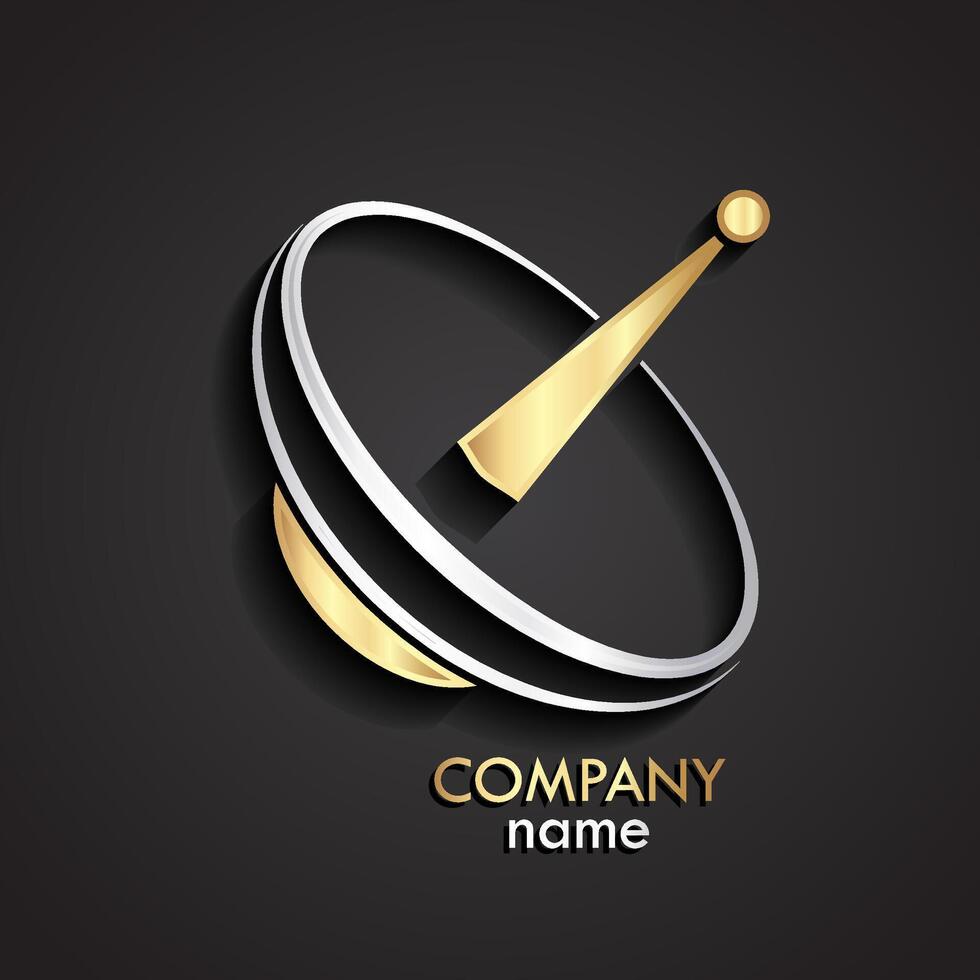 3d gold silver satellite logo vector