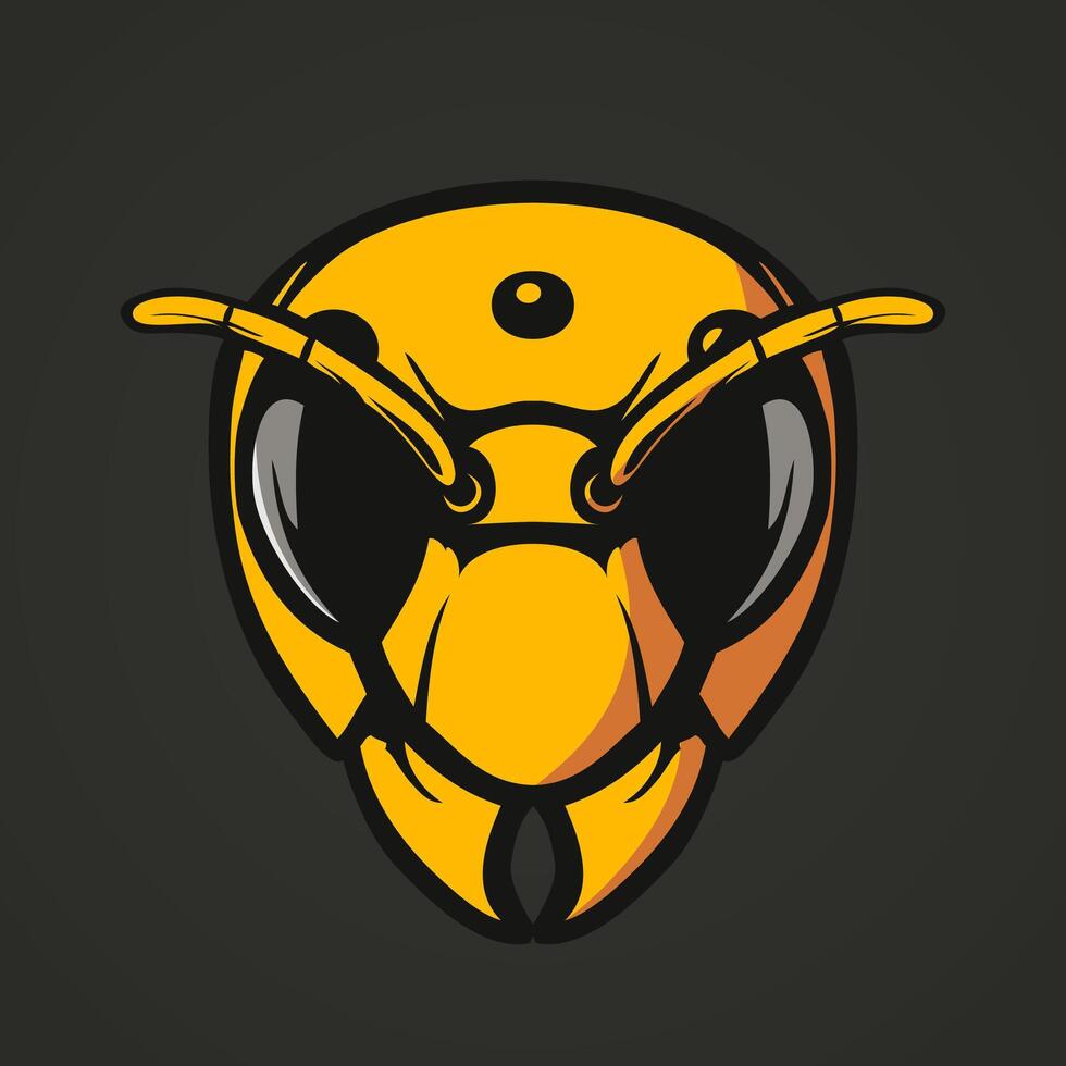 wasp, hornet head simple color logo vector