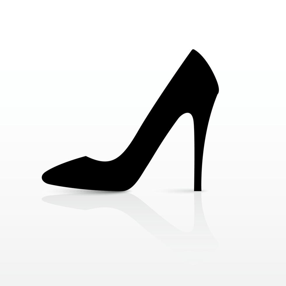 silhouette high heel shoe with reflection vector