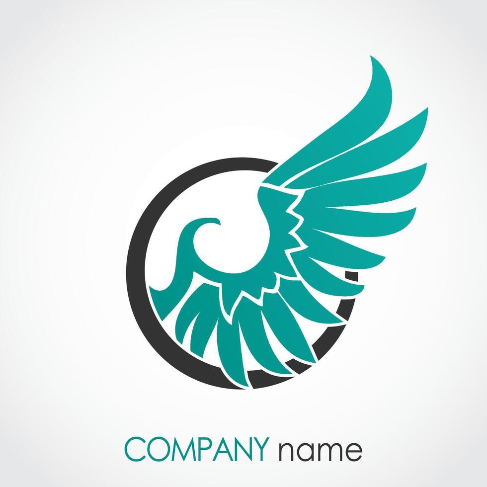 wing in circle color logo design vector
