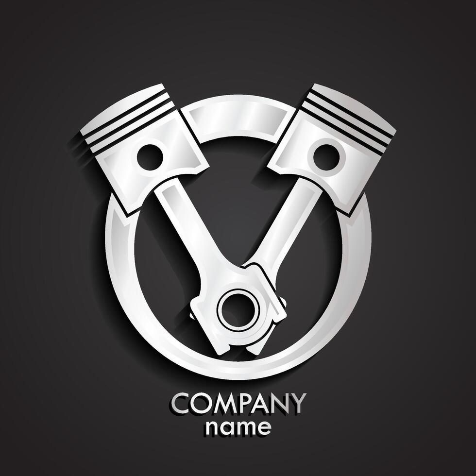 3d silver pistons logo vector