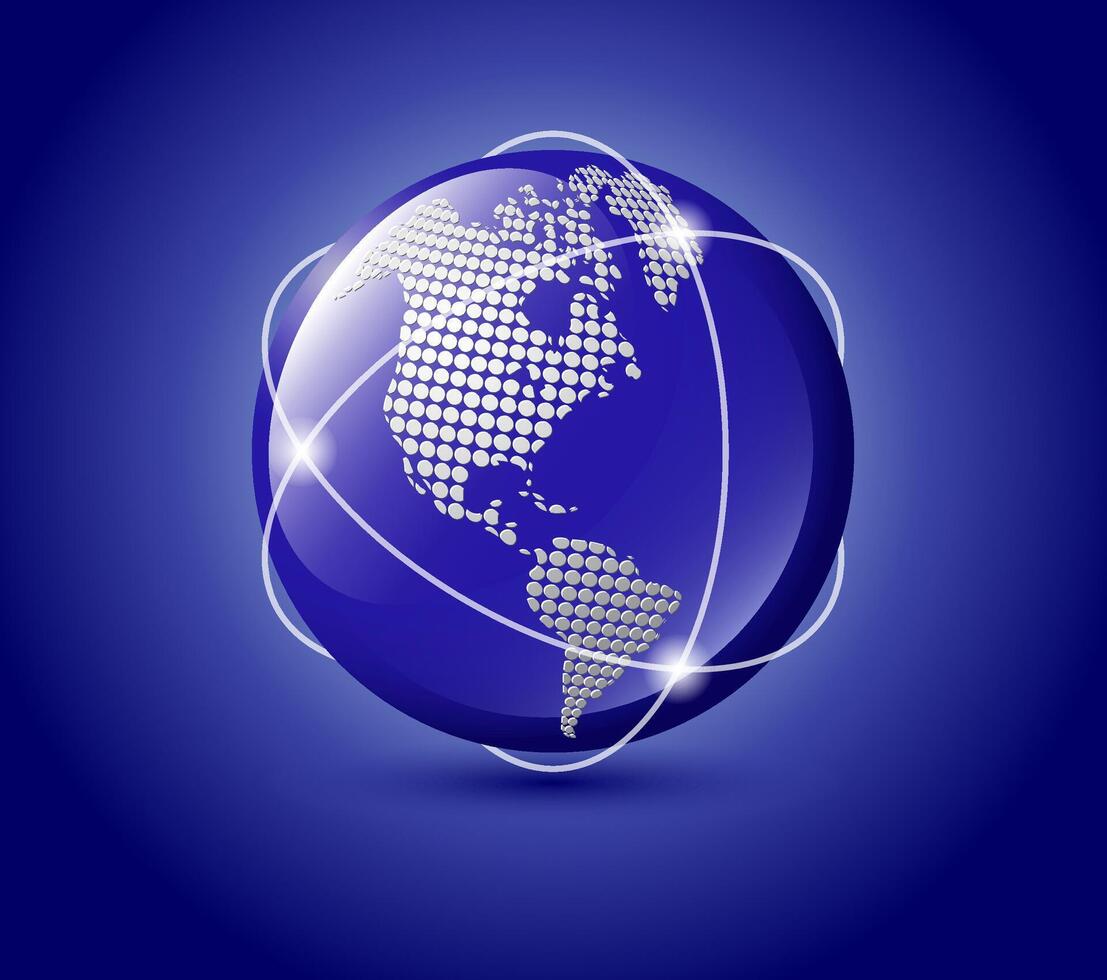 shiny blue world globe global network illustration vector