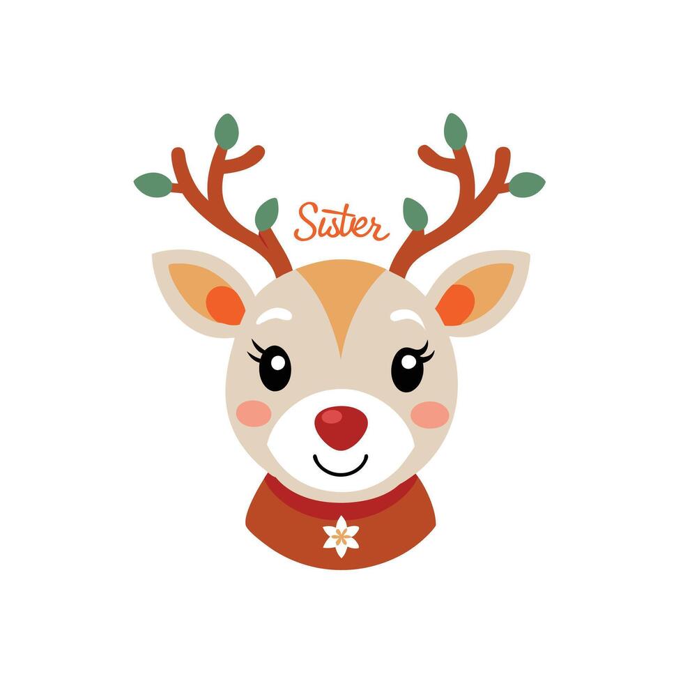 Playful Reindeer with a Wink Christmas Decorated vector