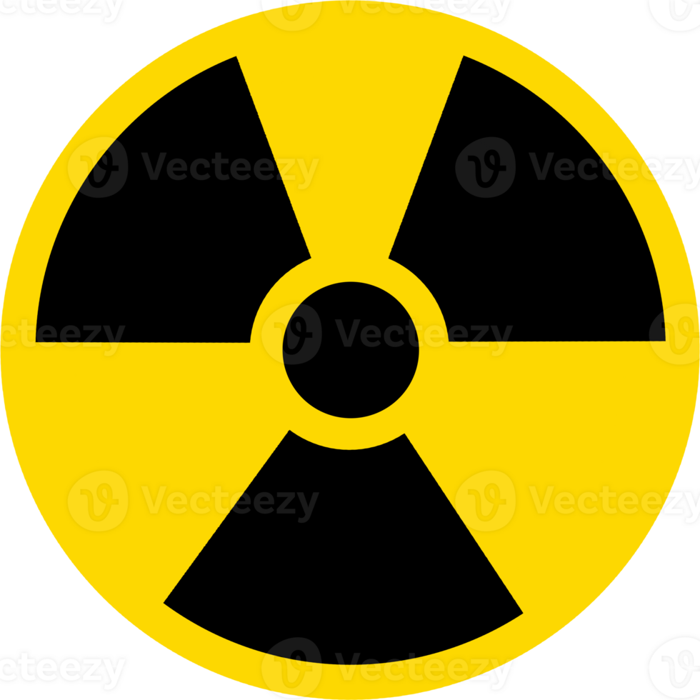 Radioactive sign icon. Yellow caution radiation warning sign radioactive icon png