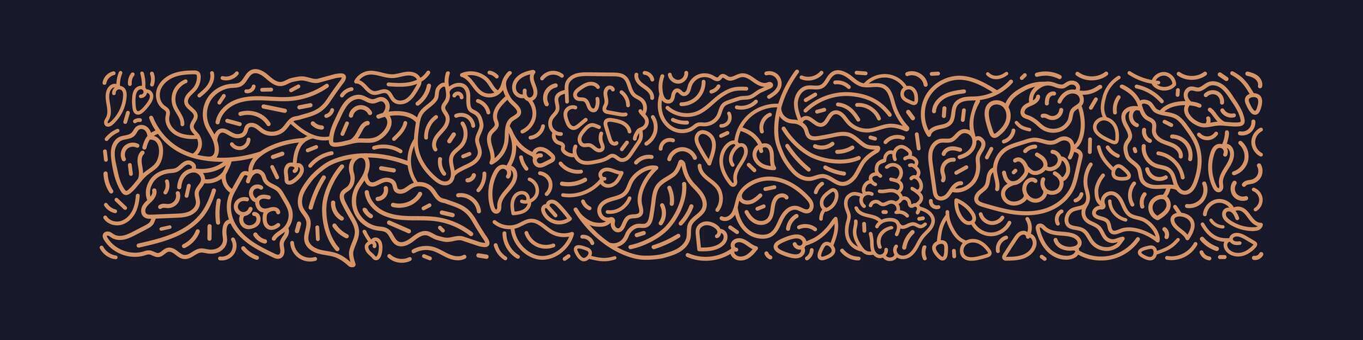 Cocoa abstract line plantation. Beans, leaf, fruit vector