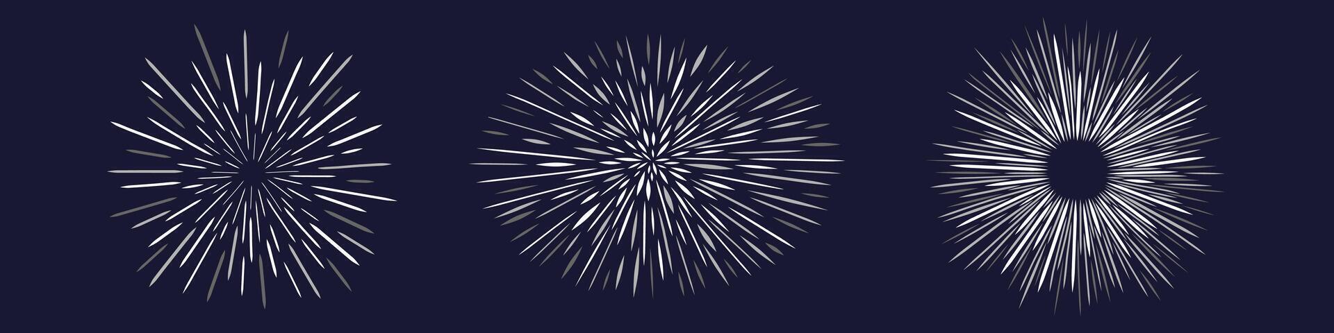 Abstract art comic burst. Radial sunshine line set vector