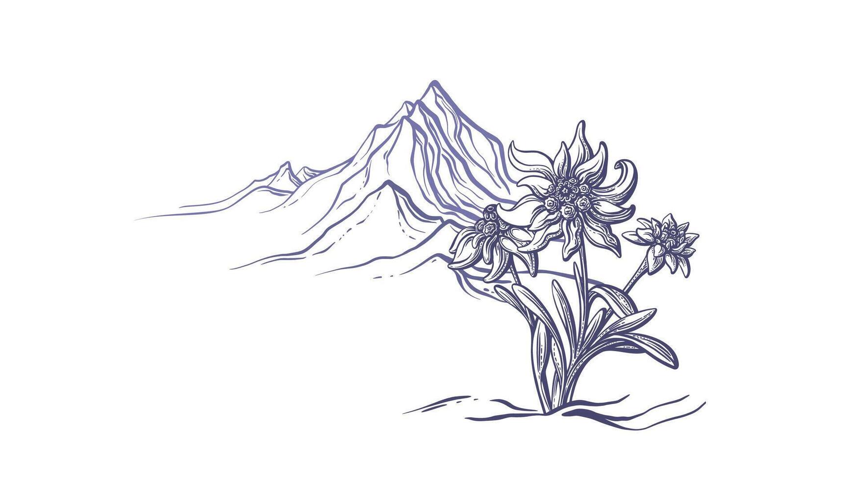Mountain peaks, sketch. Art graphic landscape vector