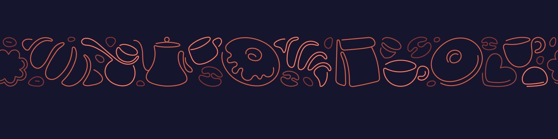 Coffee line pattern. Abstract border Beans, cookie vector