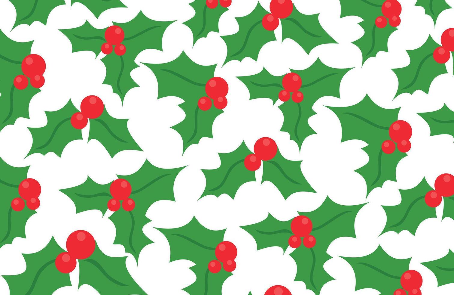 A seamless pattern of holly leaves and berries vector