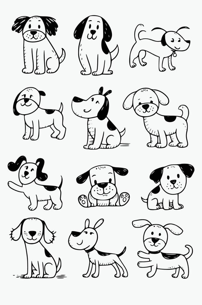 Artwork Cute Dog Doodles vector