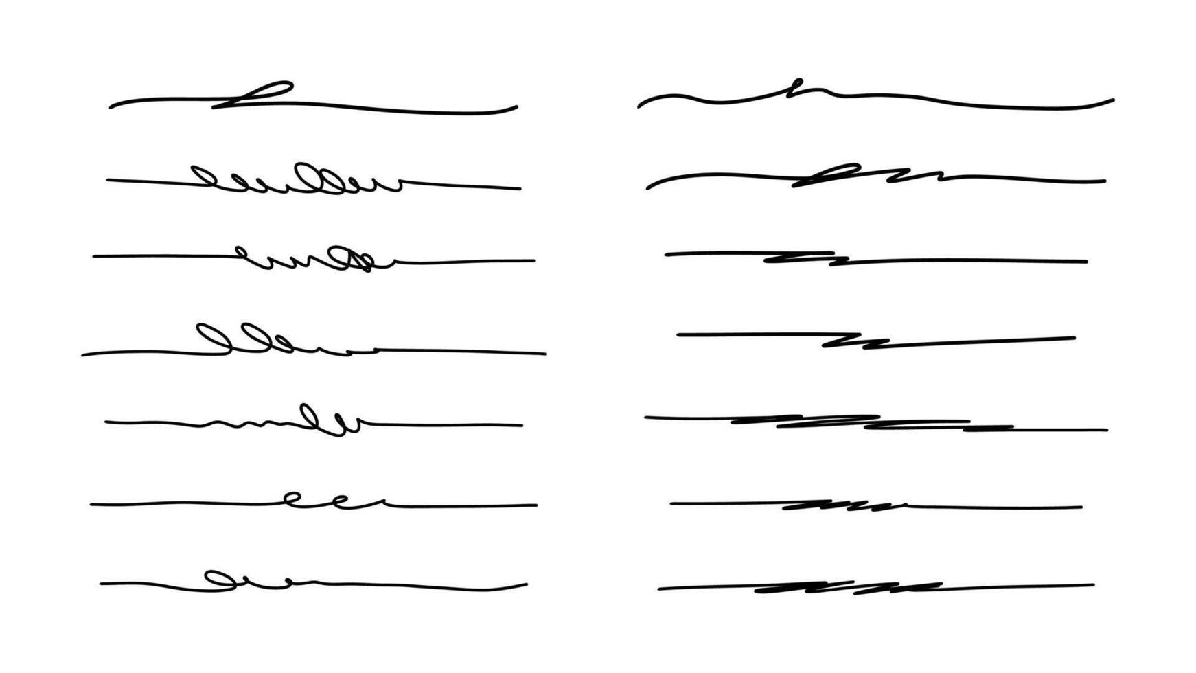 14 Hand Drawn Doodle Highlight Underlines vector
