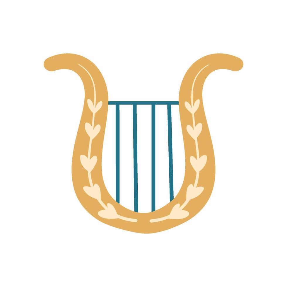 Illustration of the lyre. An ancient musical instrument. The symbol of the theater, the Greek god Apollo and Orpheus. vector
