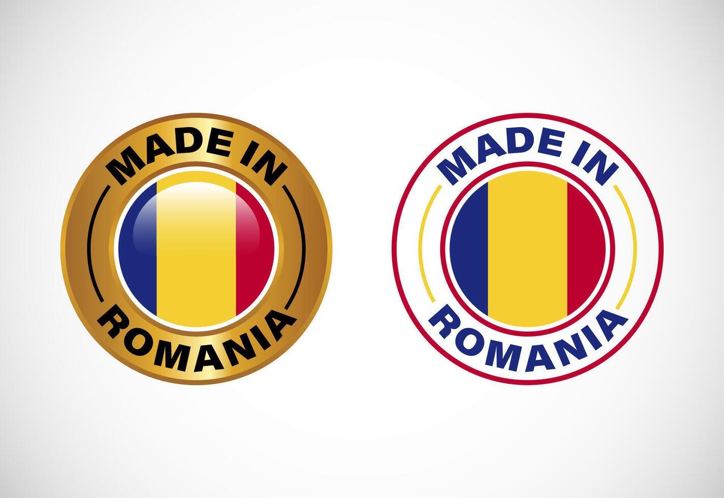 Made in Romania label icon with flag. Icon set for business, badge, seal, sticker, logo, and symbol vector