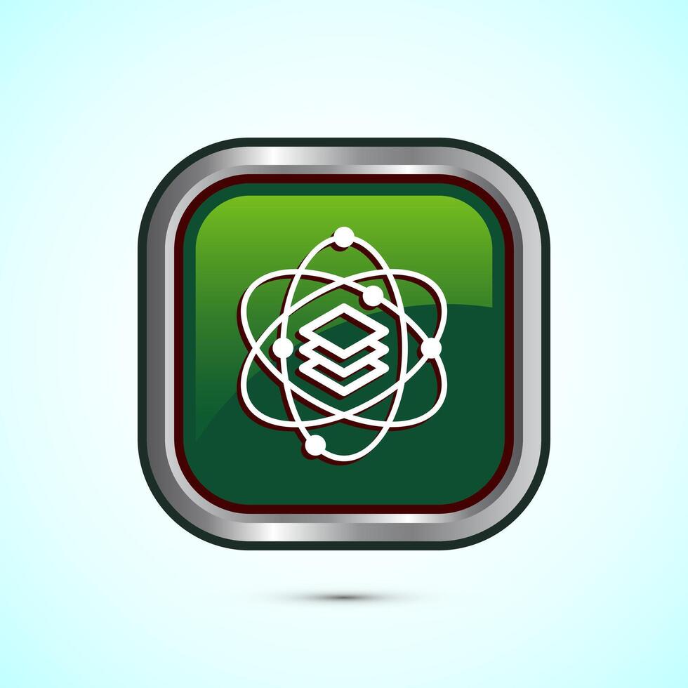 Data science icon design illustration. Big data, digital tech icon, Green Color Square Button Design vector