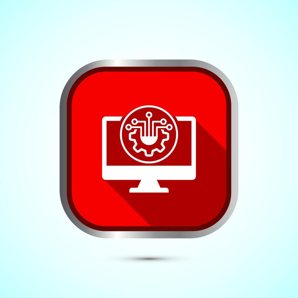 Information technology icon design illustration. Digital tech icon, Red Shadow Button Design vector