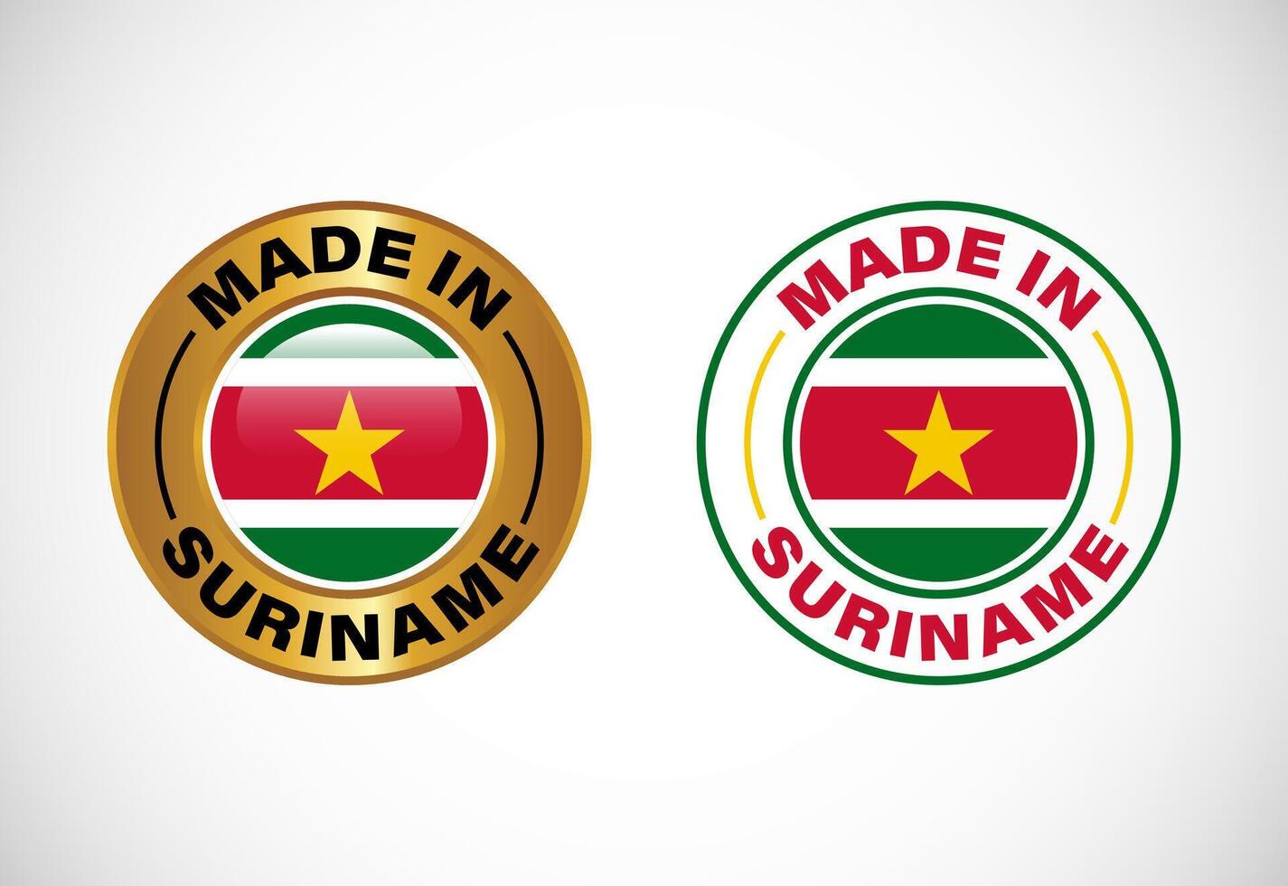 Made in Suriname label icon with flag. Icon set for business, badge, seal, sticker, logo, and symbol vector