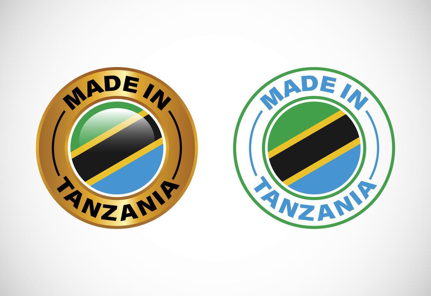 Made in Tanzania label icon with flag. Icon set for business, badge, seal, sticker, logo, and symbol vector
