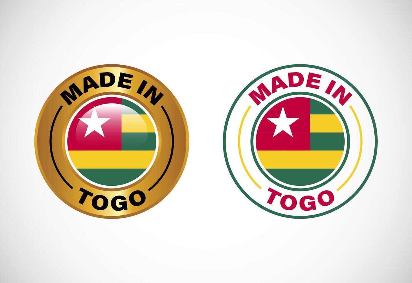 Made in Togo label icon with flag. Icon set for business, badge, seal, sticker, logo, and symbol vector
