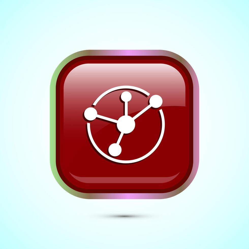 Data science icon design illustration. Big data, digital tech icon, Red Color Square Button Design vector