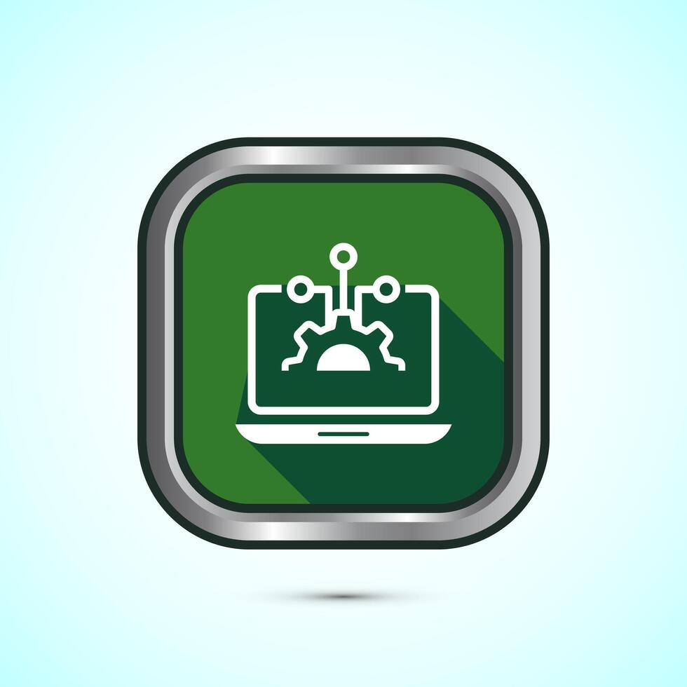 Information technology icon design illustration. Digital tech icon, Green Shadow Button Design vector