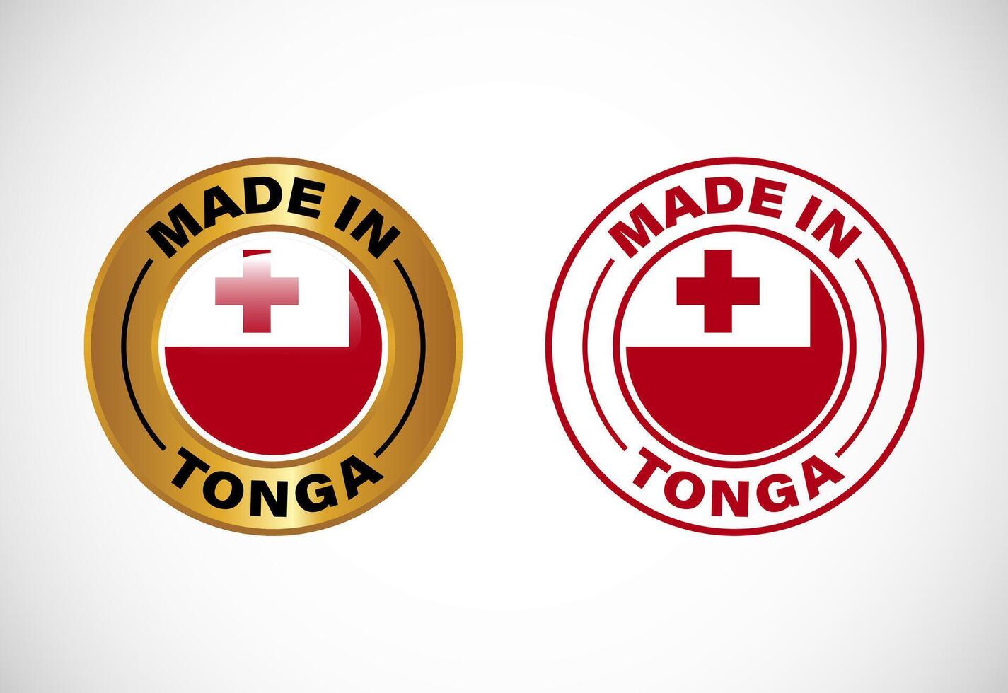 Made in Tonga label icon with flag. Icon set for business, badge, seal, sticker, logo, and symbol vector