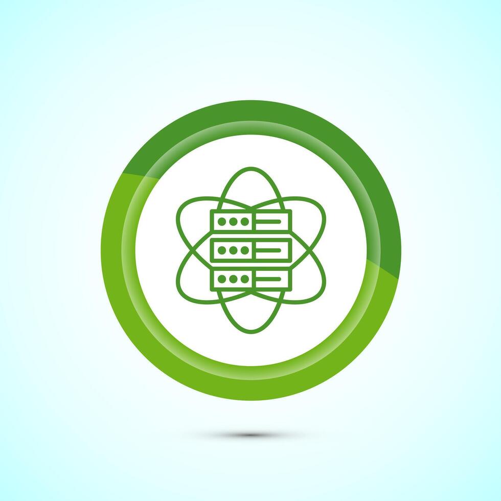 Data science icon design illustration. Big data, digital tech icon, Green Color Button Design vector