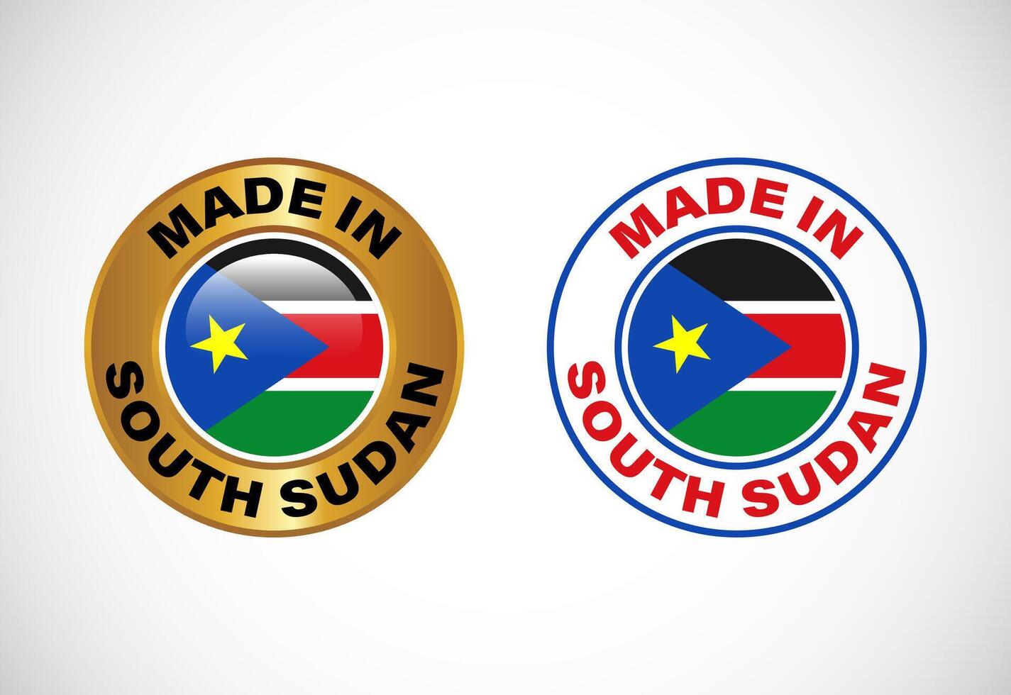 Made in South Sudan label icon with flag. Icon set for business, badge, seal, sticker, logo, and symbol vector